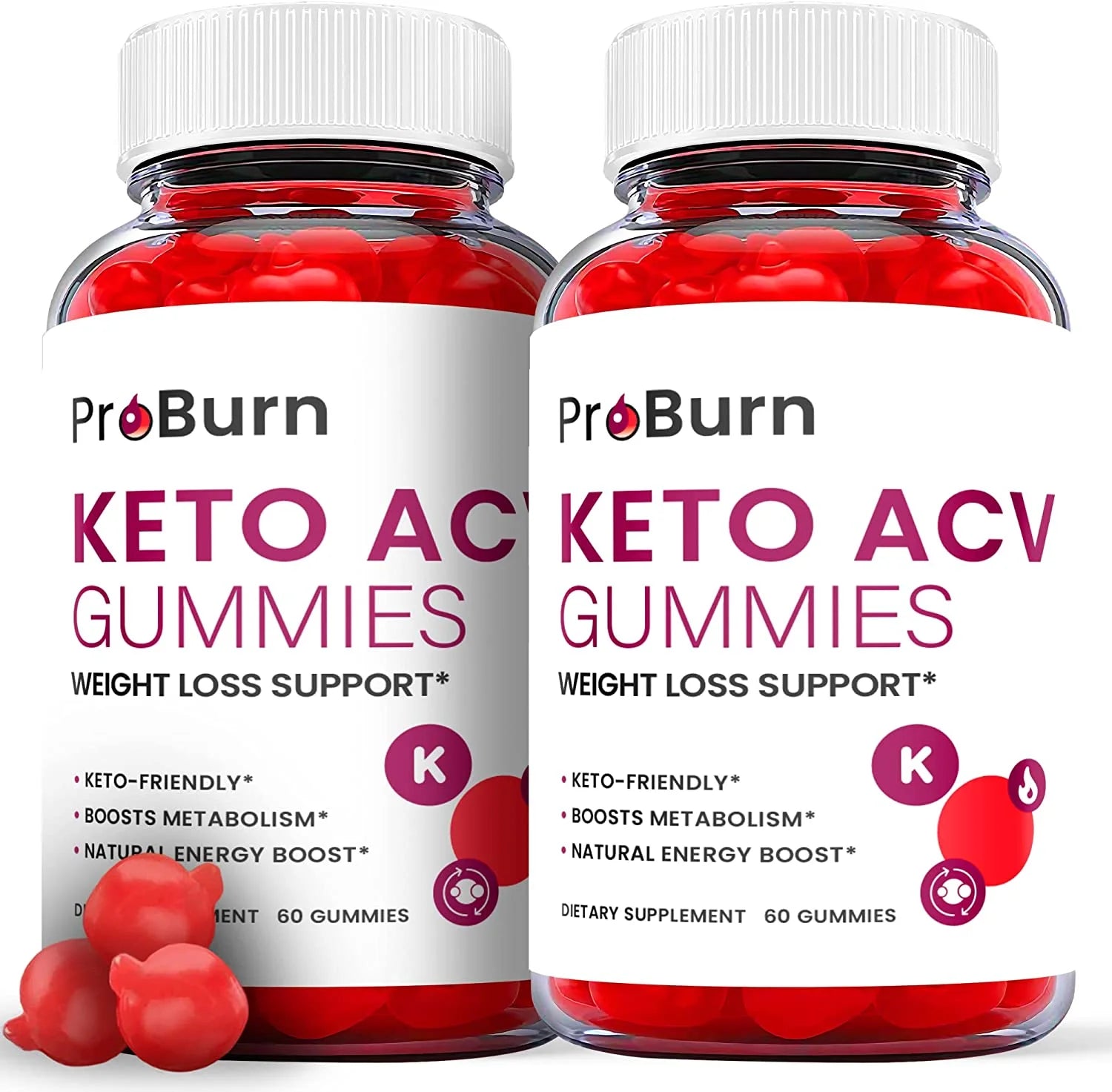 (2 Pack) Pro Burn Keto Gomitas De ACV - Suplementos Dietéticos Que Aumentan La Energía Y La Concentración Para El Control De Peso Y El Metabolismo - Quema De Grasa - 120 Gomitas