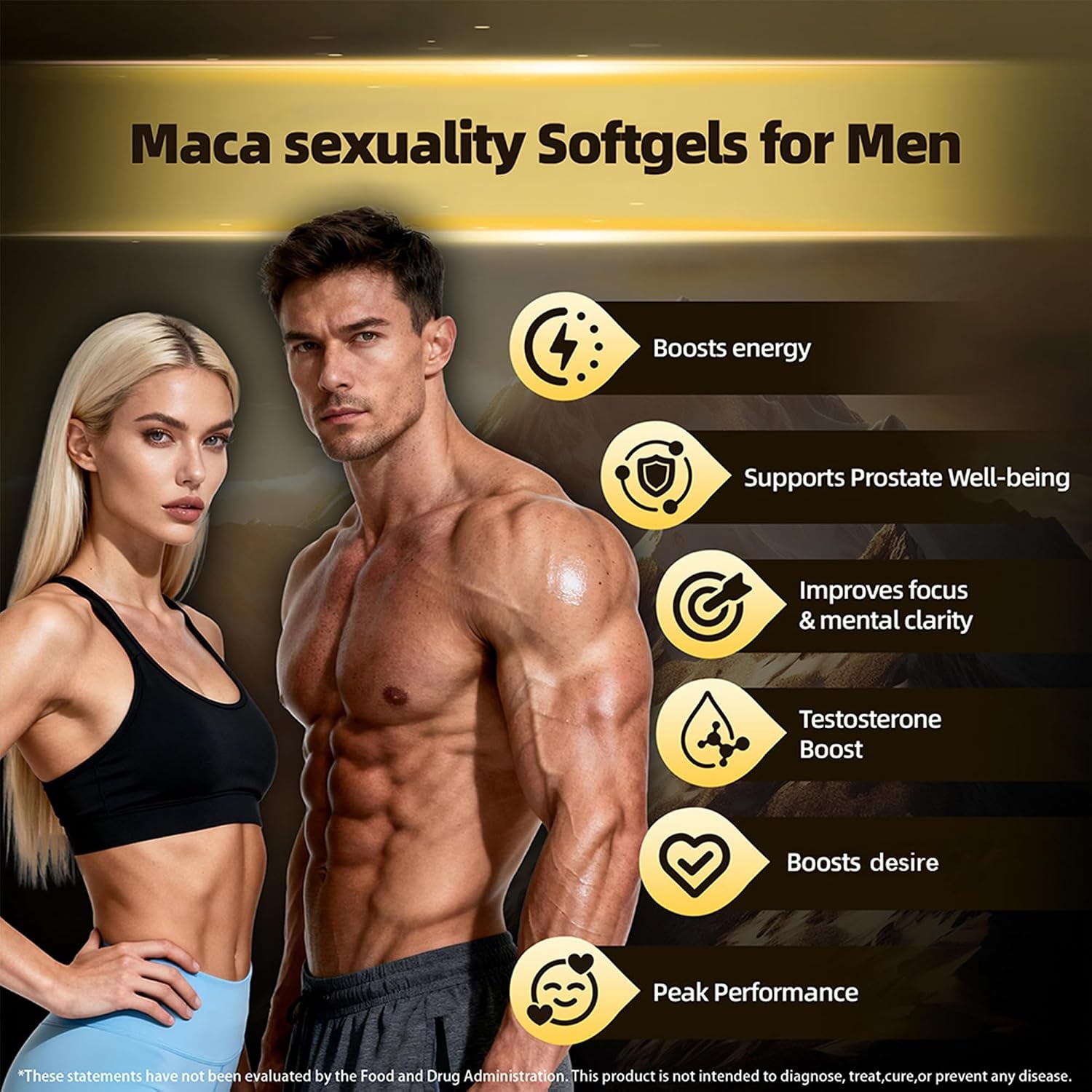 Maca Men'S Power Complex Formula, Supports Testosterone Health, Supports Energy, Stamina, Muscle Recovery & Prostate Health - Non-Gmo, Gluten Free, 150 Softgels