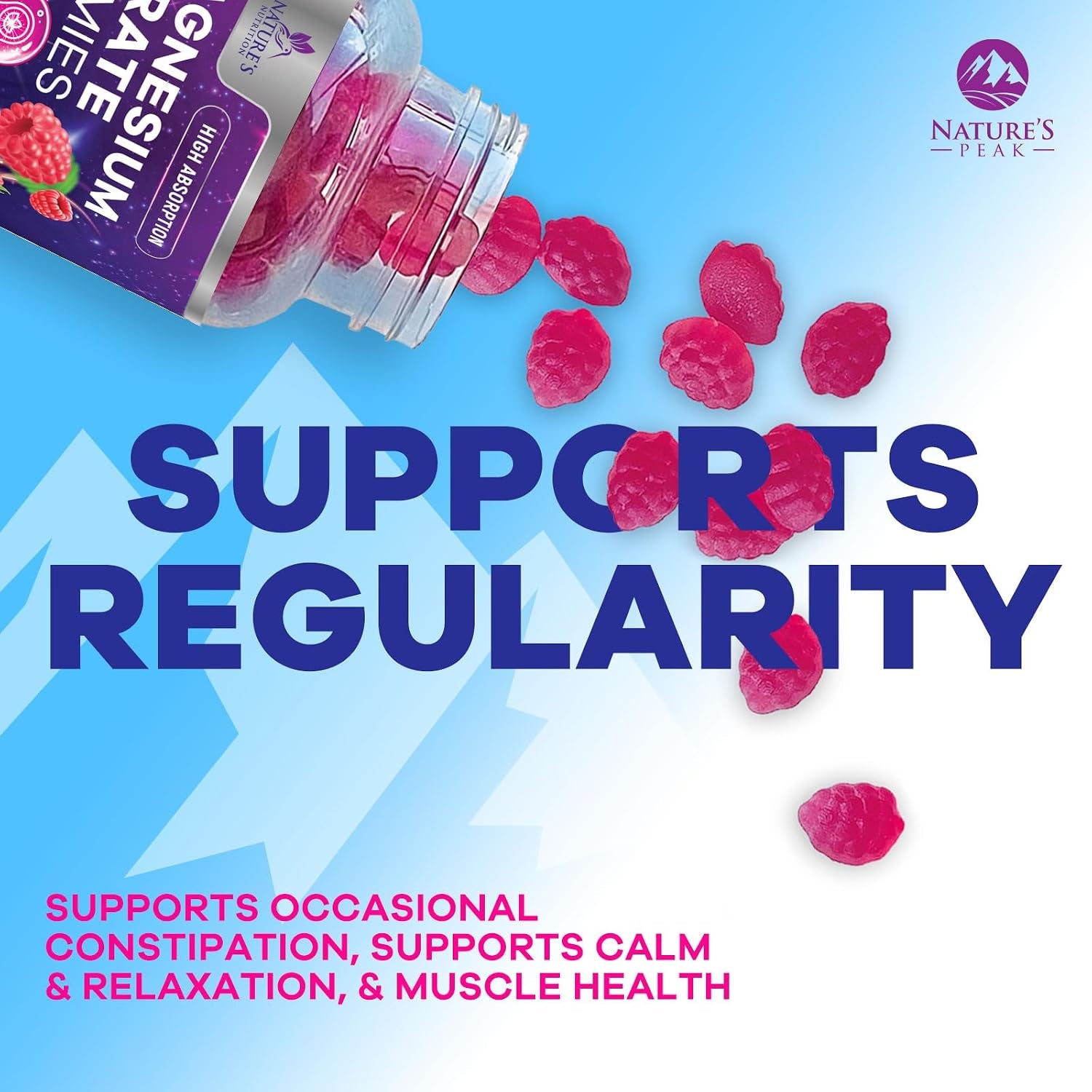 Magnesium Citrate Gummies - High Absorption Magnesium Citrate Gummy Supplement - Natural Bone, Nerve, Muscle, Calm, & Relaxation Support for Adults - Raspberry Flavor, Gluten Free, Vegan - 120 Gummies