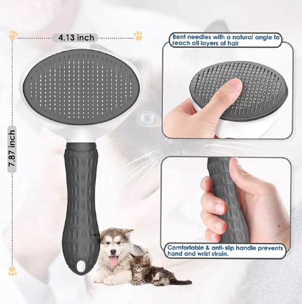 Pet Grooming Brush with Release Button, Dog and Cat Brush for Shedding and Detangling,