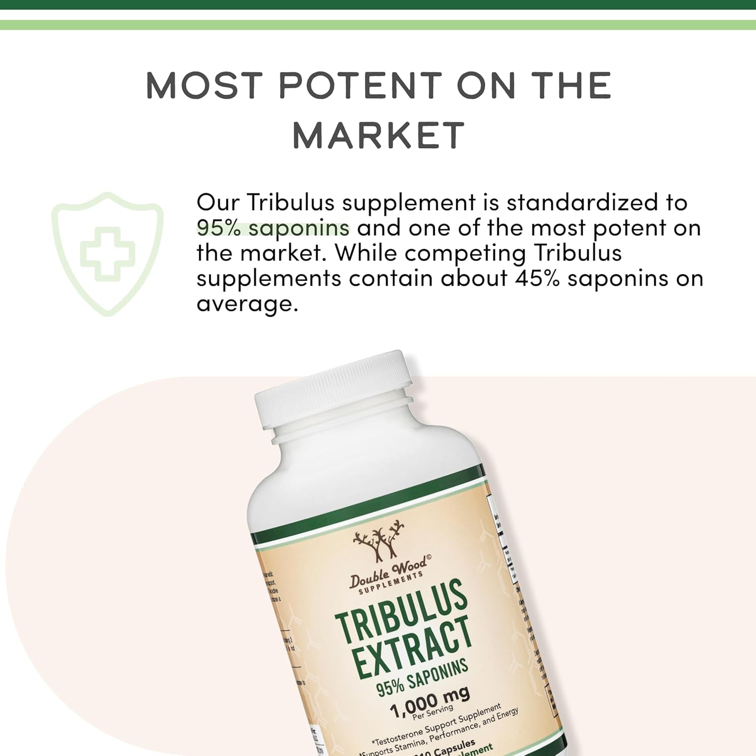 Tribulus Terrestris for Men (Purest 95% Saponin Content) 210 Capsules, 1,000Mg Concentrated Fruit Extract (Third Party Tested, Vegan Safe, Non-Gmo) for Stamina and Energy by Double Wood