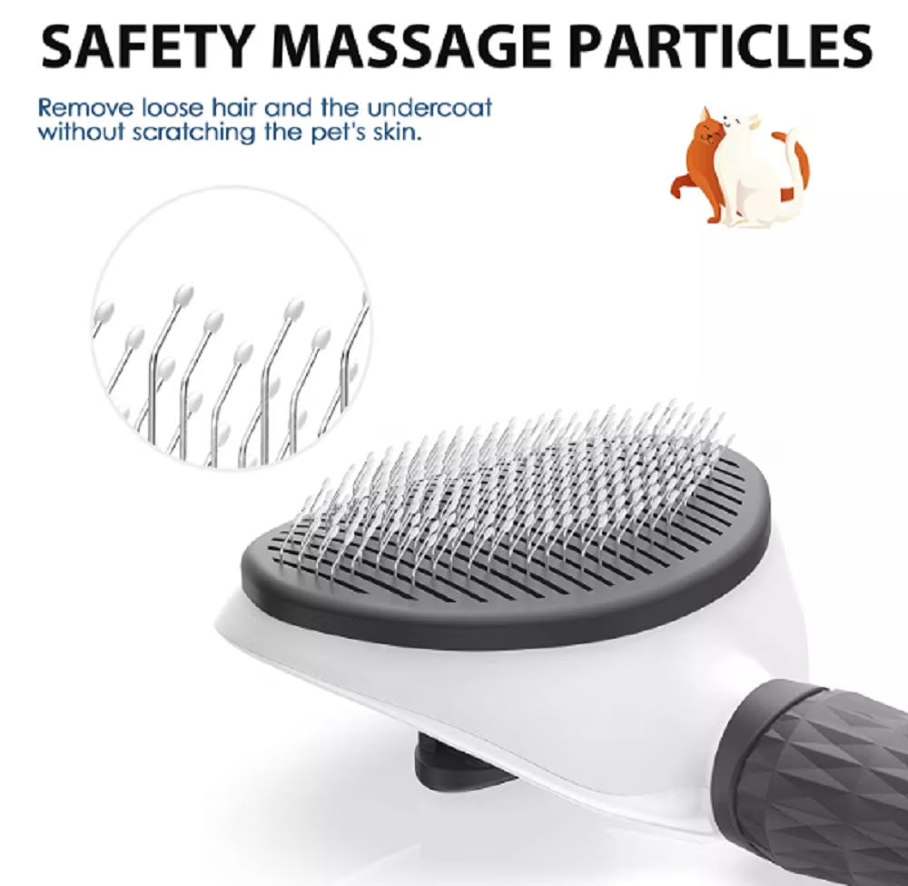 Pet Grooming Brush with Release Button, Dog and Cat Brush for Shedding and Detangling,