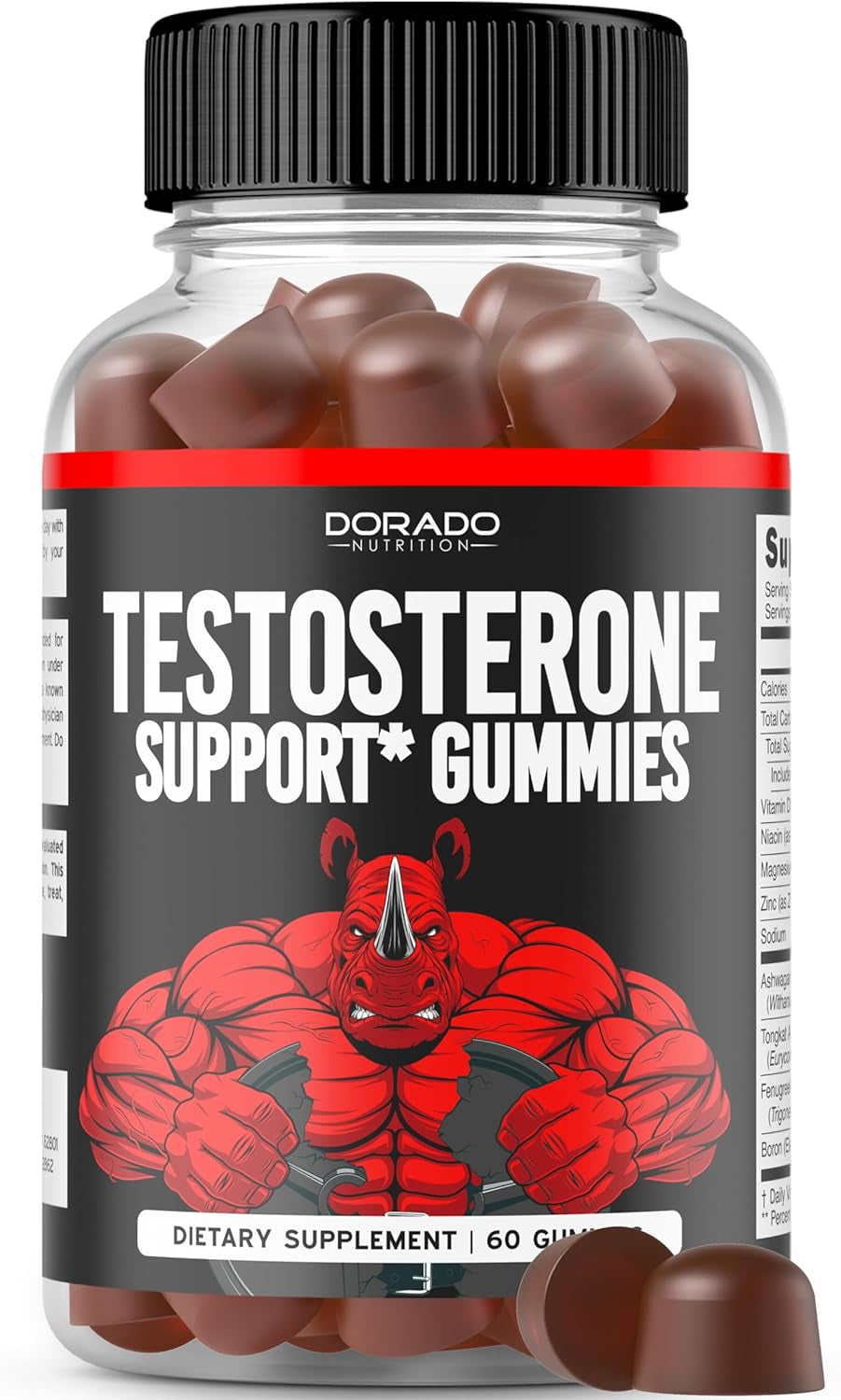 Testosterone Gummies for Men (60 Count) Testosterone Supplement for Men - Premium Test Booster - Support Strength, Stamina, Drive & Performance - Third Party Tested, Non-Gmo, Vegan Safe & Made in USA