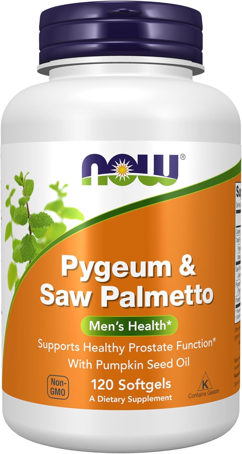 NOW Foods Supplements, Pygeum & Saw Palmetto with Pumpkin Seed Oil, Men'S Health*, 120 Count(Pack of 1)