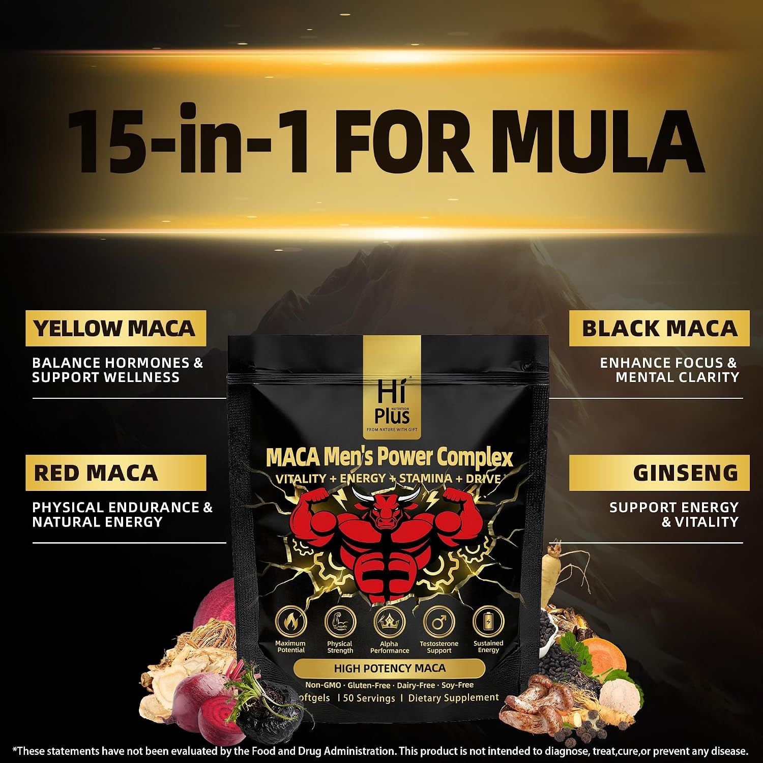 Maca Men'S Power Complex Formula, Supports Testosterone Health, Supports Energy, Stamina, Muscle Recovery & Prostate Health - Non-Gmo, Gluten Free, 150 Softgels