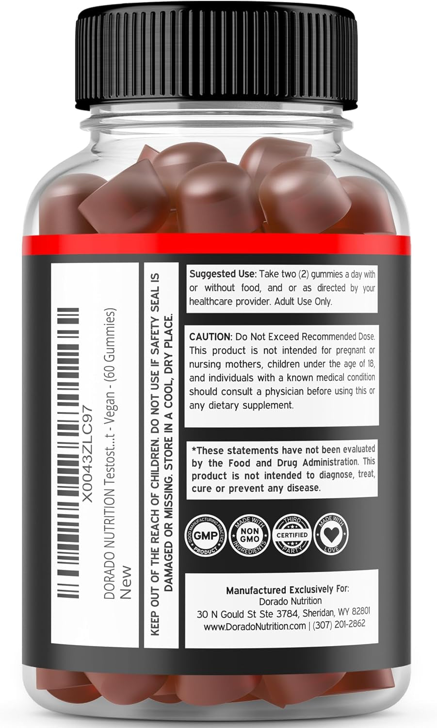 Testosterone Gummies for Men (60 Count) Testosterone Supplement for Men - Premium Test Booster - Support Strength, Stamina, Drive & Performance - Third Party Tested, Non-Gmo, Vegan Safe & Made in USA