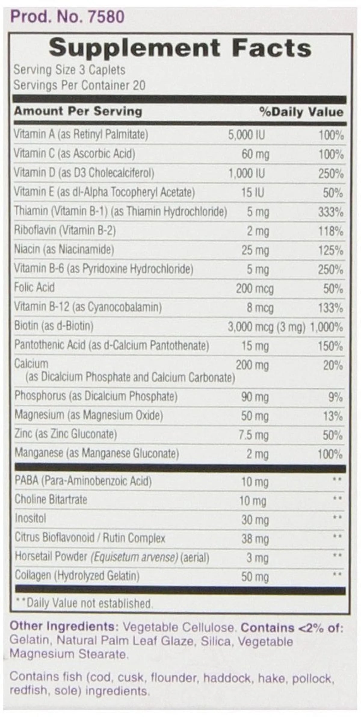 Hair Skin & Nails Biotin Support Lustrous Hair 60Ct, 6-Pack