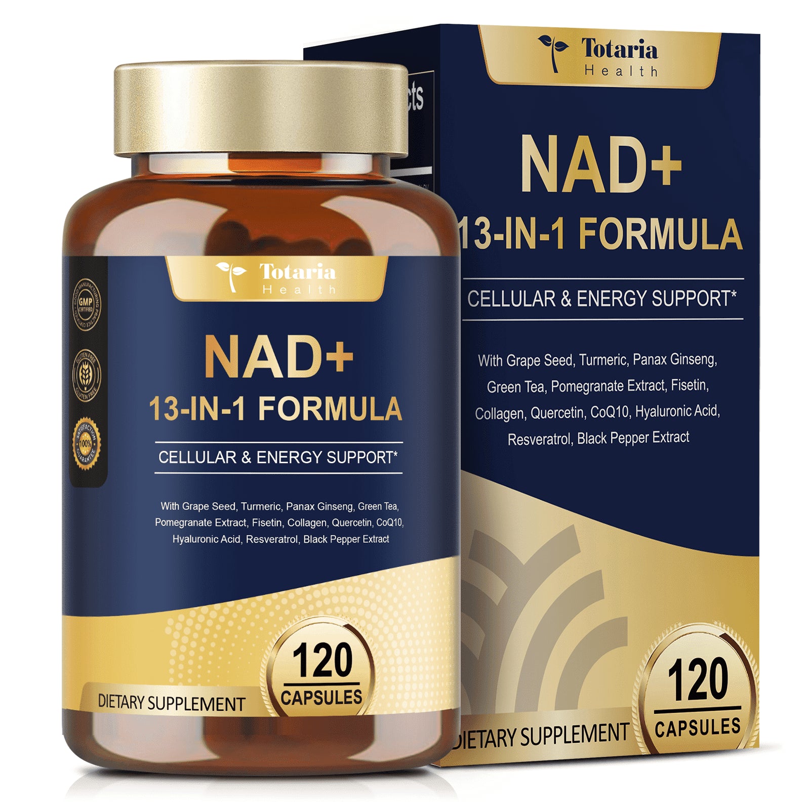 NAD+ Supplement - Anti-Aging, Energy & Immune Support - 120 Capsules