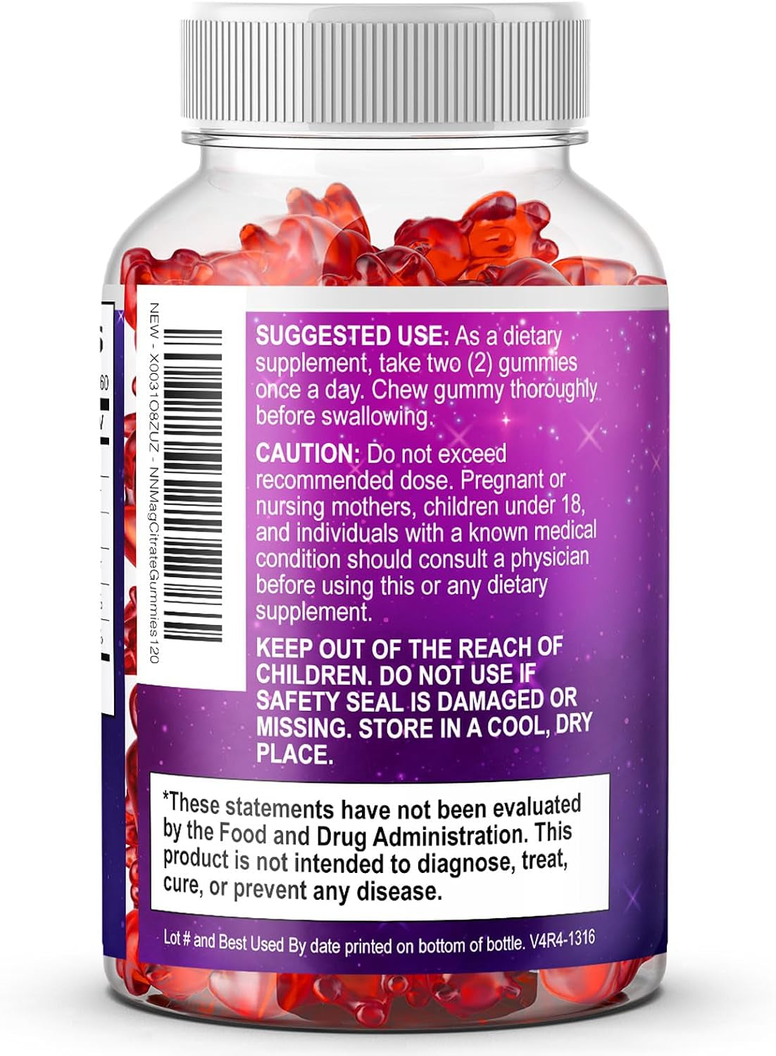 Magnesium Citrate Gummies - High Absorption Magnesium Citrate Gummy Supplement - Natural Bone, Nerve, Muscle, Calm, & Relaxation Support for Adults - Raspberry Flavor, Gluten Free, Vegan - 120 Gummies