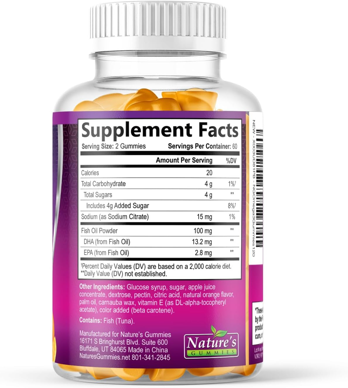 Omega 3 Fish Oil Gummies - Extra Strength Omega-3 Supplement with High Absorption EPA & DHA - Best Essential Fatty Acids for Heart Health, Brain & Joint Support, Non-Gmo Orange Flavor - 120 Gummies