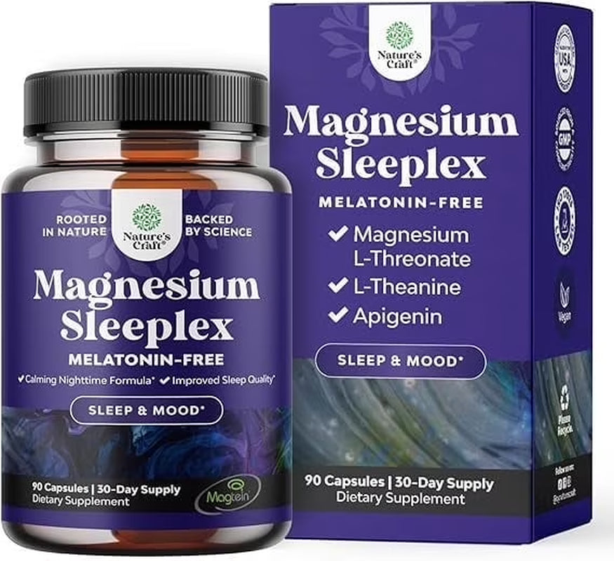Magnesium Sleeplex Sleep Supplement, Melatonin Free Sleep Aid, 90 Capsules