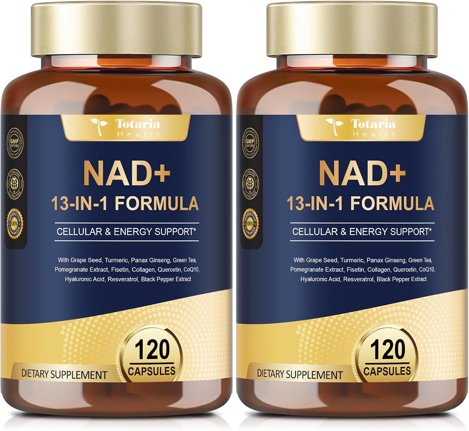 Totaria NAD Supplement for and Women Men with Nicotinamide Riboside Resveratrol,Quercetin, Betaine Boost NAD+ Levels NAD plus Supplement for anti Aging, Energy, Immune, Focus 120 Capsules