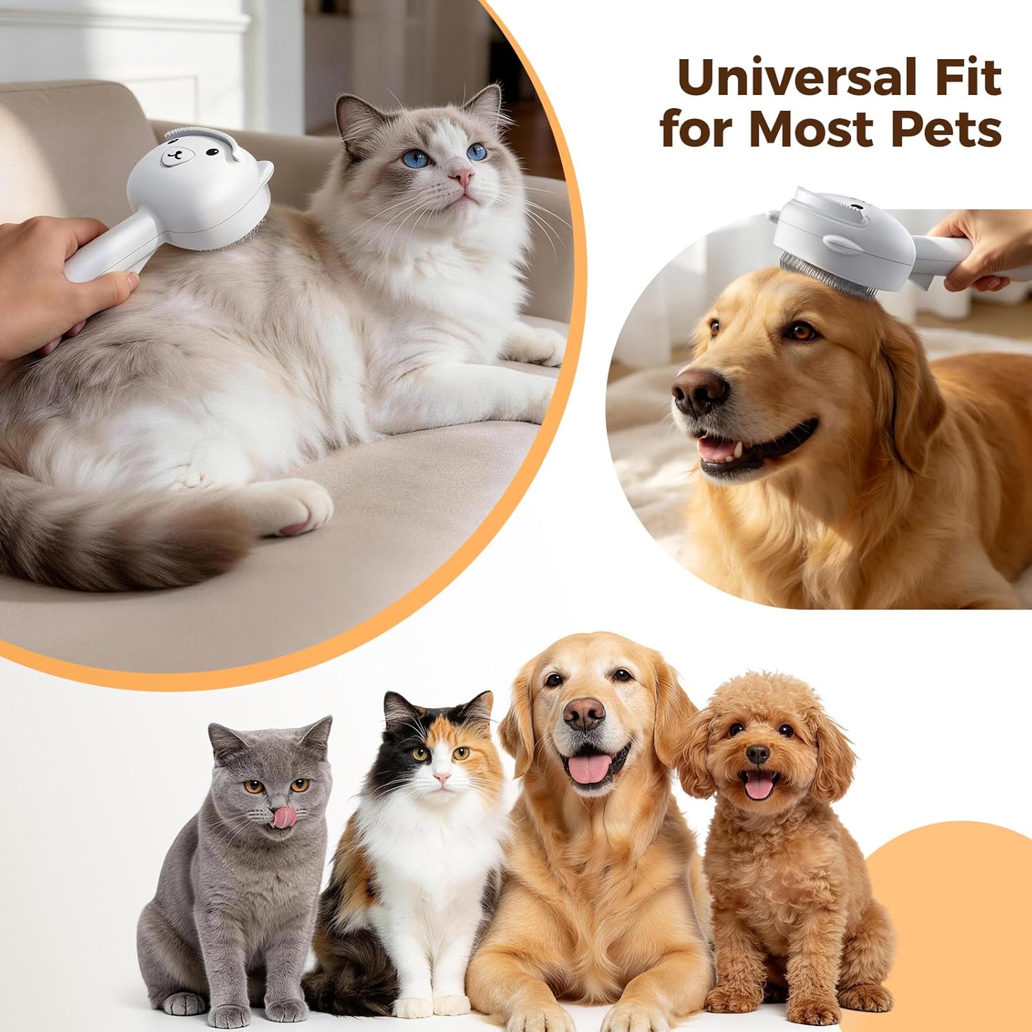 Cat Steam Brush for Shedding Dog Brush with Steam Pet Hair Cleaning Brush Comb for Spray 3 in 1 Pet Grooming for Long & Short Haired Pets – Spritz Defur Comb for Cats(Gray)