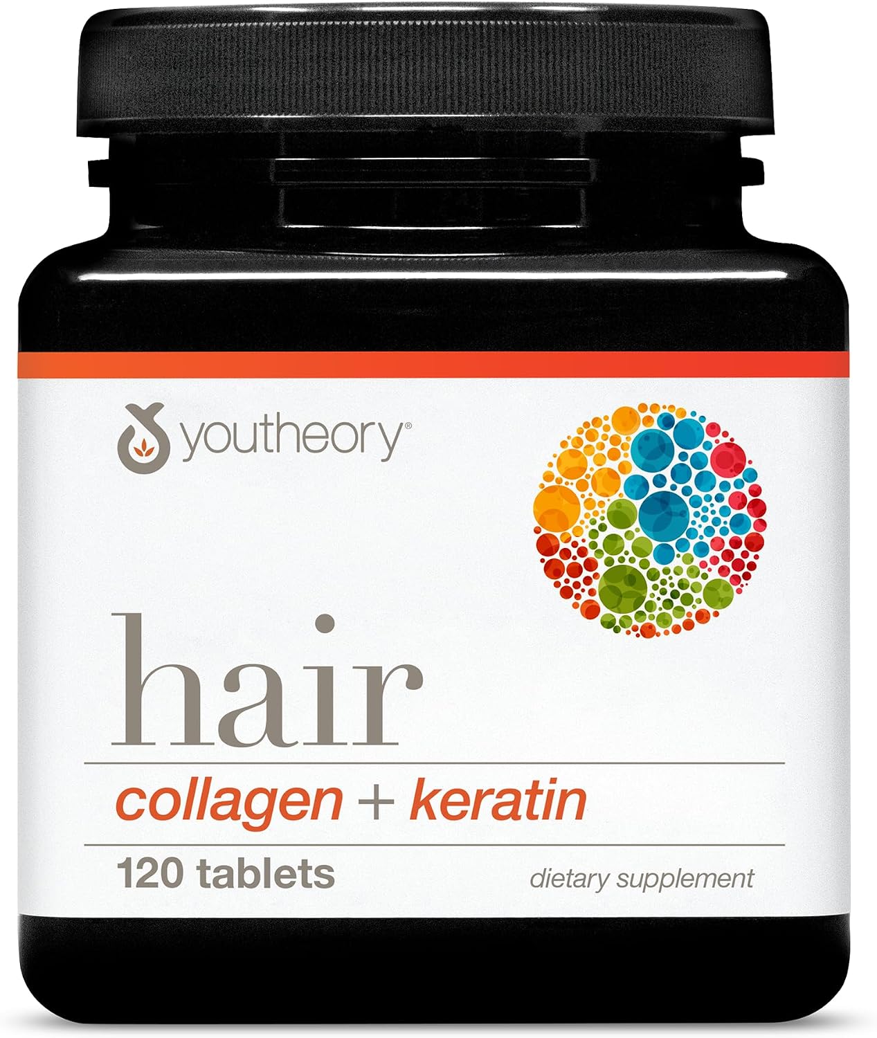 Youtheory Hair Collagen + Keratin - Advanced Collagen & Keratin Supplement - Supports Hair Growth & Nail Health* - Aids Anti-Aging* - 120 Tablets (20-Day Supply)