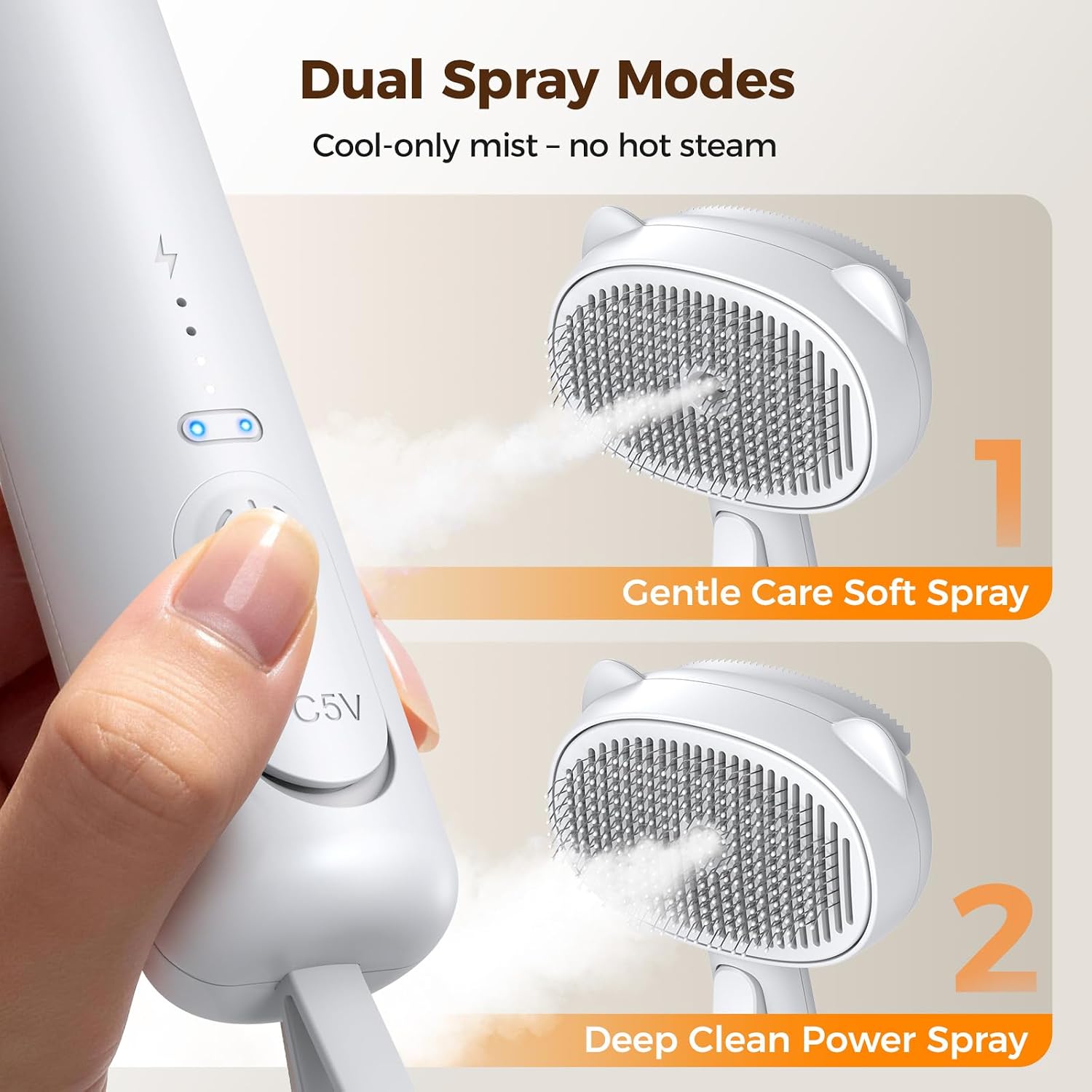 Cat Steam Brush for Shedding Dog Brush with Steam Pet Hair Cleaning Brush Comb for Spray 3 in 1 Pet Grooming for Long & Short Haired Pets – Spritz Defur Comb for Cats(Gray)