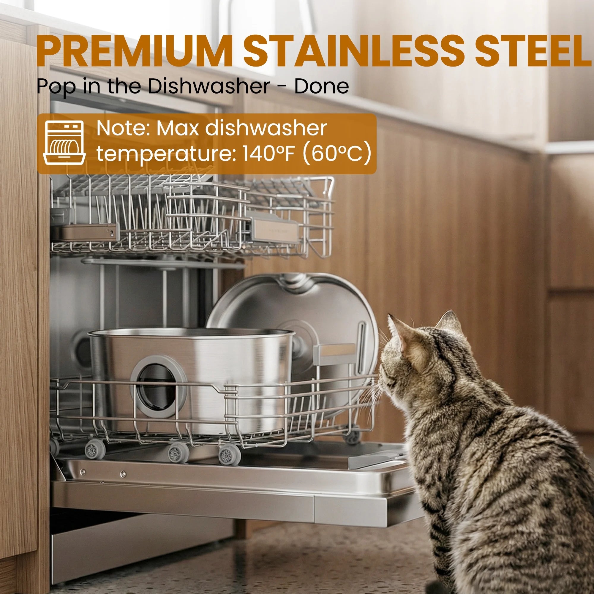 Cat Water Fountain Stainless Steel, 74Oz 2.2L Pet Water Dispenser with LED Light, Visible Water Window, 3 Filters for Cats and Pets