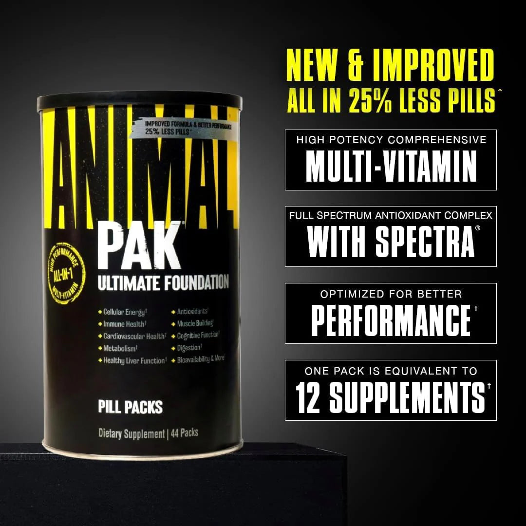 Animal Pak - Convenient All-In-One Vitamin & Supplement Pack - Zinc & Flex –Complete Joint Support Supplement – Contains Turmeric Root Curcumin – Helps Repair & Restore Joints – 44 Packs