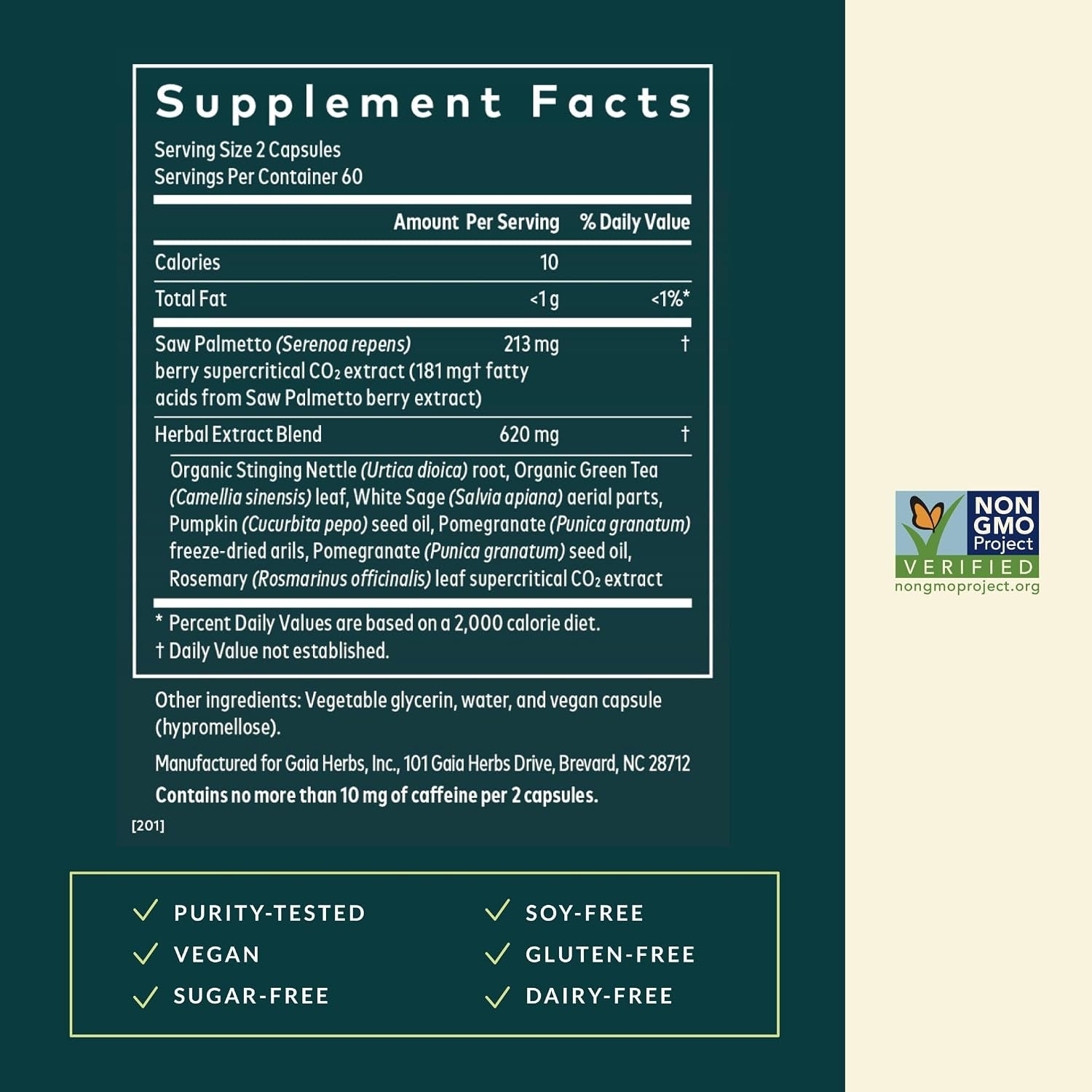 Gaia Herbs Prostate Health - Supports Prostate Health and Function for Men - with Saw Palmetto, Green Tea, Nettle Root, and White Sage* - 120 Vegan Liquid Phyto-Caps (60 Servings)