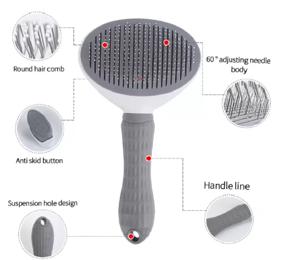 Pet Grooming Brush with Release Button, Dog and Cat Brush for Shedding and Detangling,