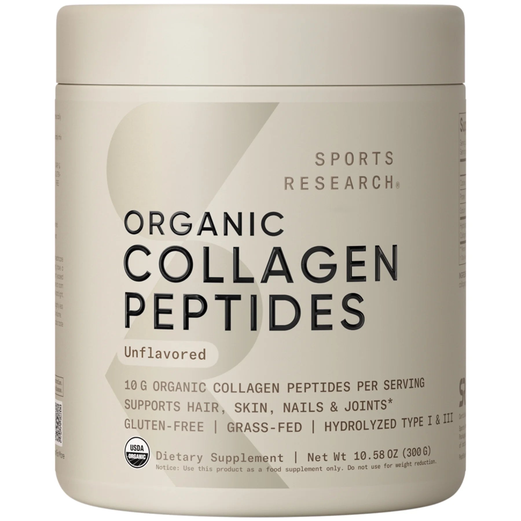 ® SR Organic Collagen Peptides Type I & III Protein from Grass-Fed Cows Unflavored (30 Servings)