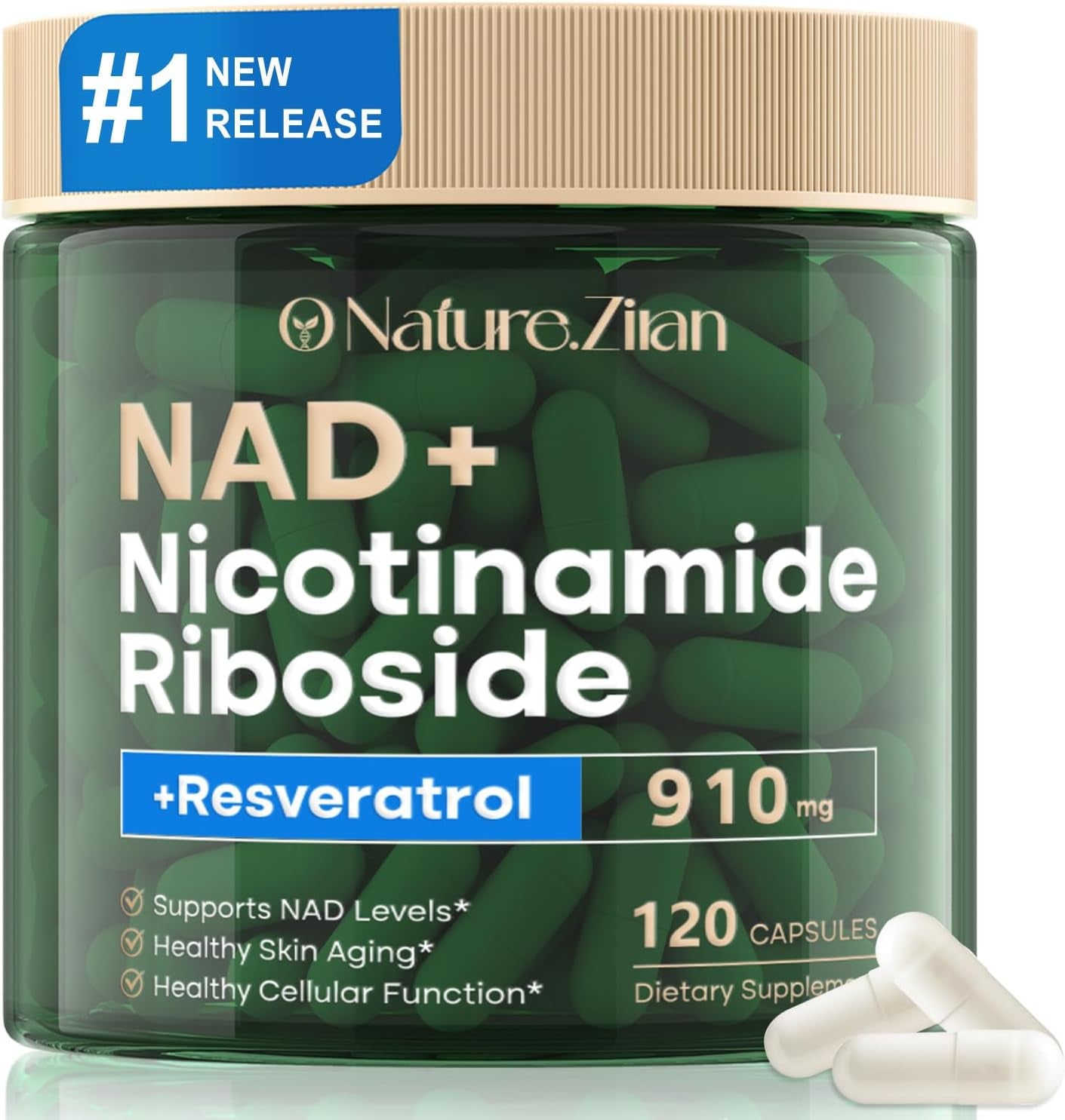 NAD+ Resveratrol 910Mg Supplement for Women & Men - 120 Capsules (120 Count (Pack of 1))