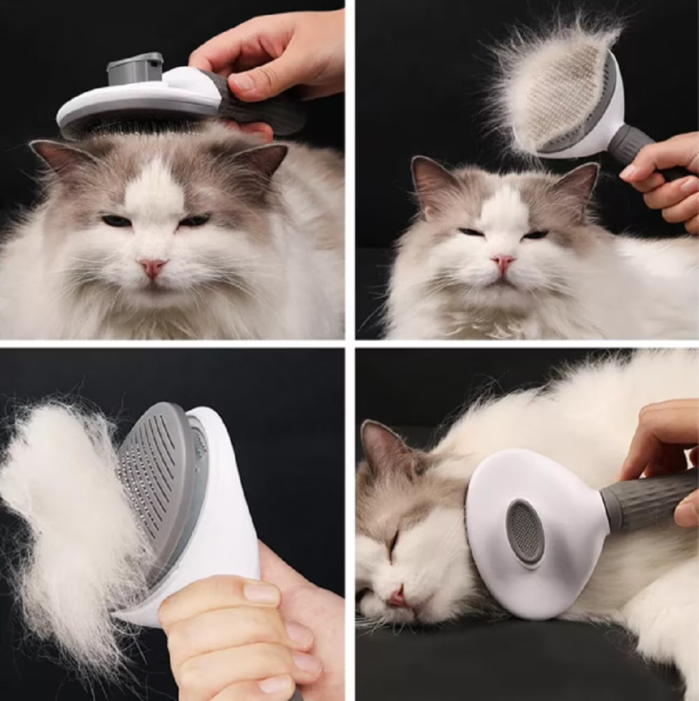 Pet Grooming Brush with Release Button, Dog and Cat Brush for Shedding and Detangling,