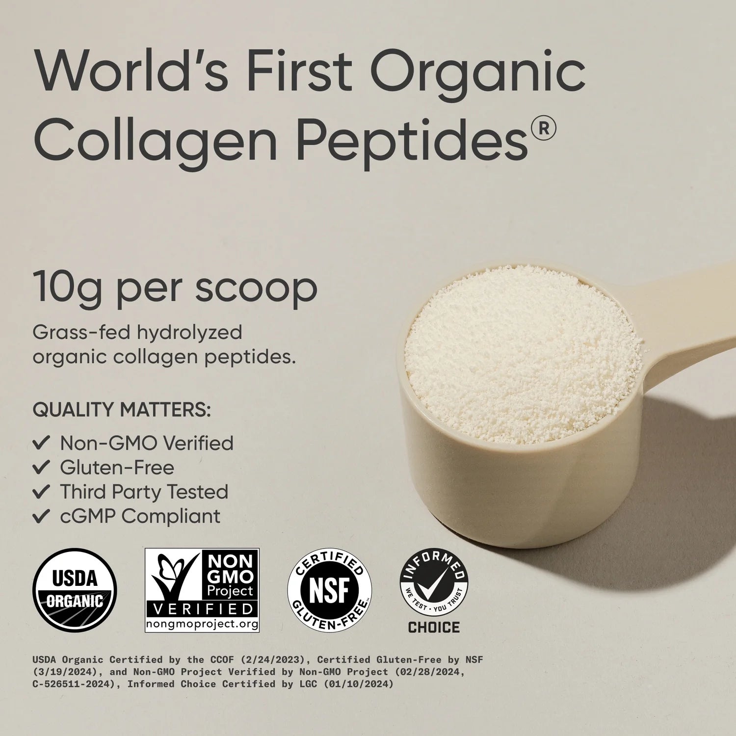 ® SR Organic Collagen Peptides Type I & III Protein from Grass-Fed Cows Unflavored (30 Servings)