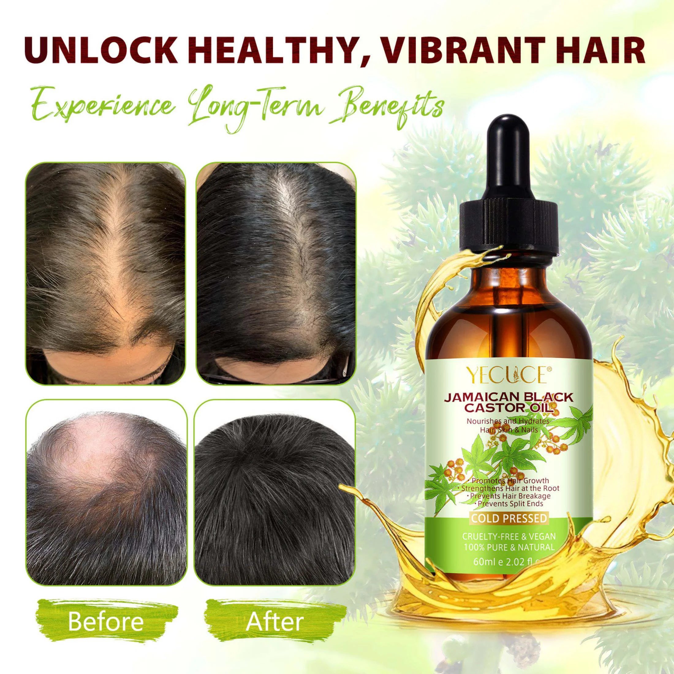 Jamaican Black Castor Oil for Hair Care ,100% Pure & Natural,Dry Scalp Hydration -Nourishment Essential Oil(60Ml/2.02Fl.Oz)