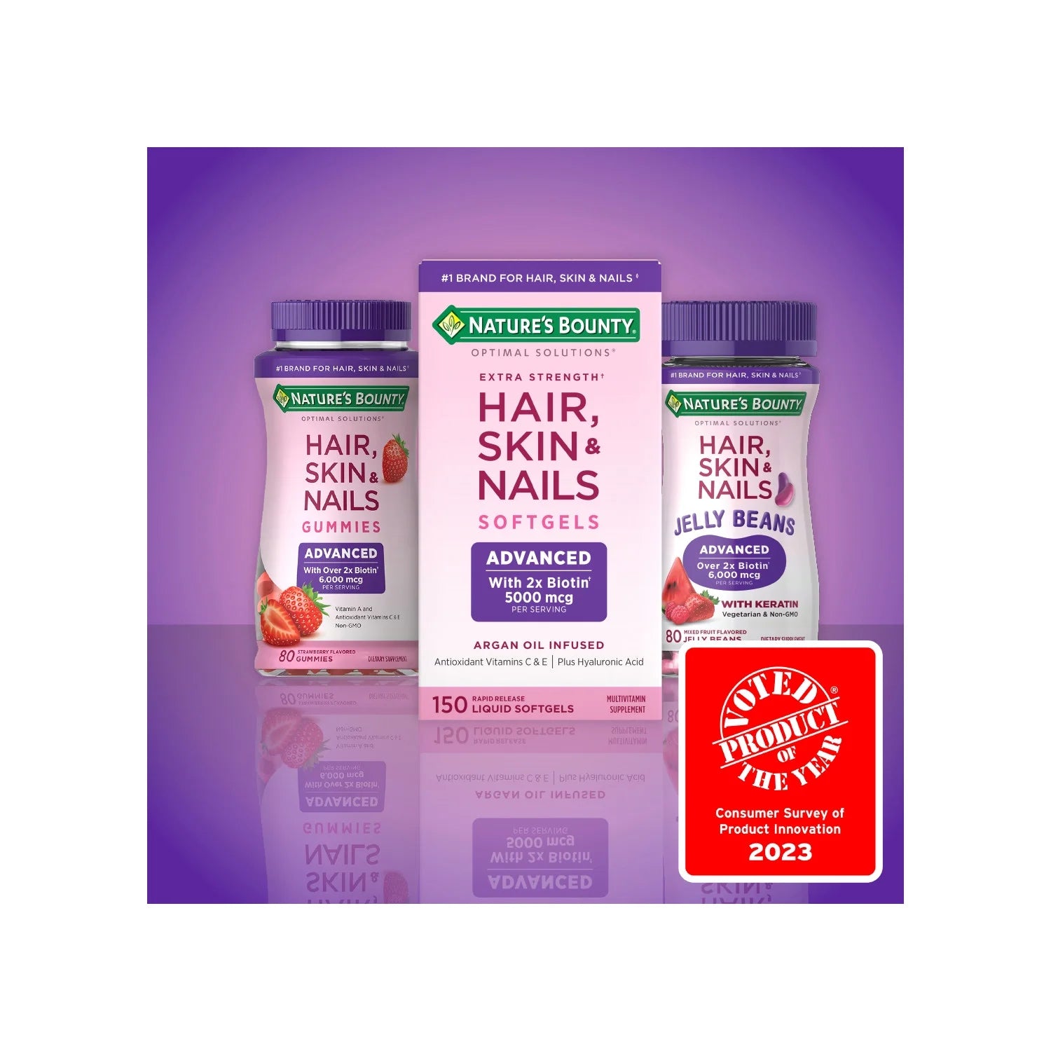 ® Advanced Hair, Skin and Nails Gummies, 6000Mcg Biotin, Non-Gmo, 40 Strawberry Flavored Gummies