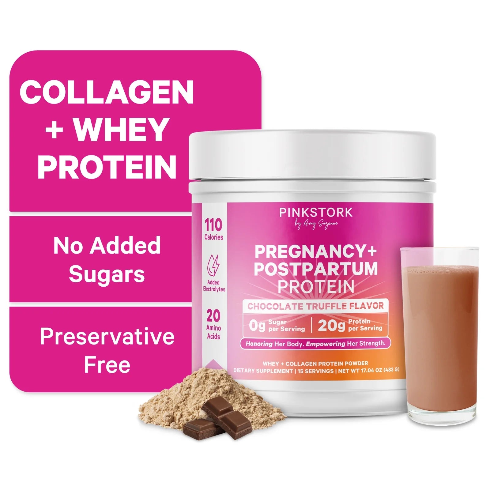 Pregnancy + Nursing Protein Powder, Chocolate, 15 Servings