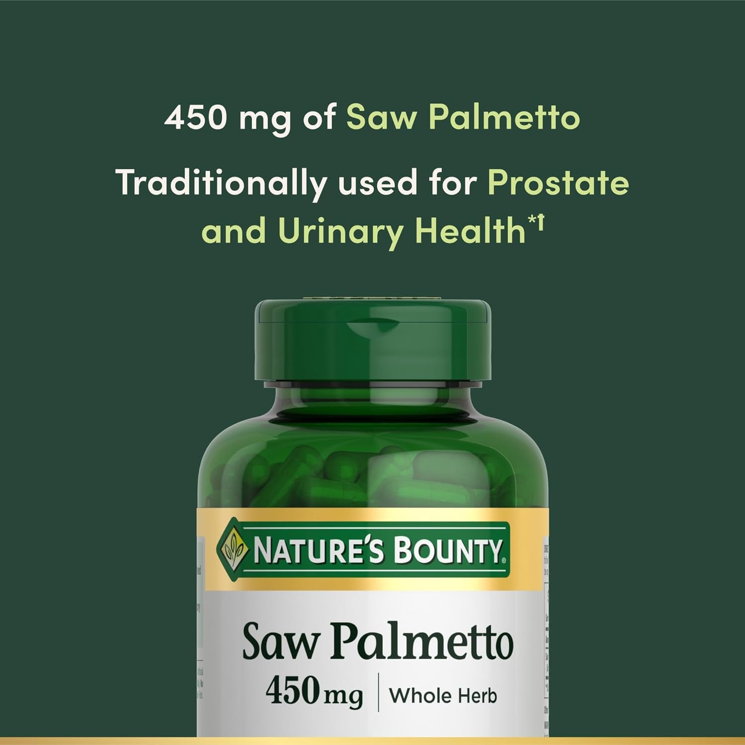 Nature'S Bounty Saw Palmetto Support for Prostate and Urinary Health, Herbal Health Supplement, 450Mg, 250 Capsules