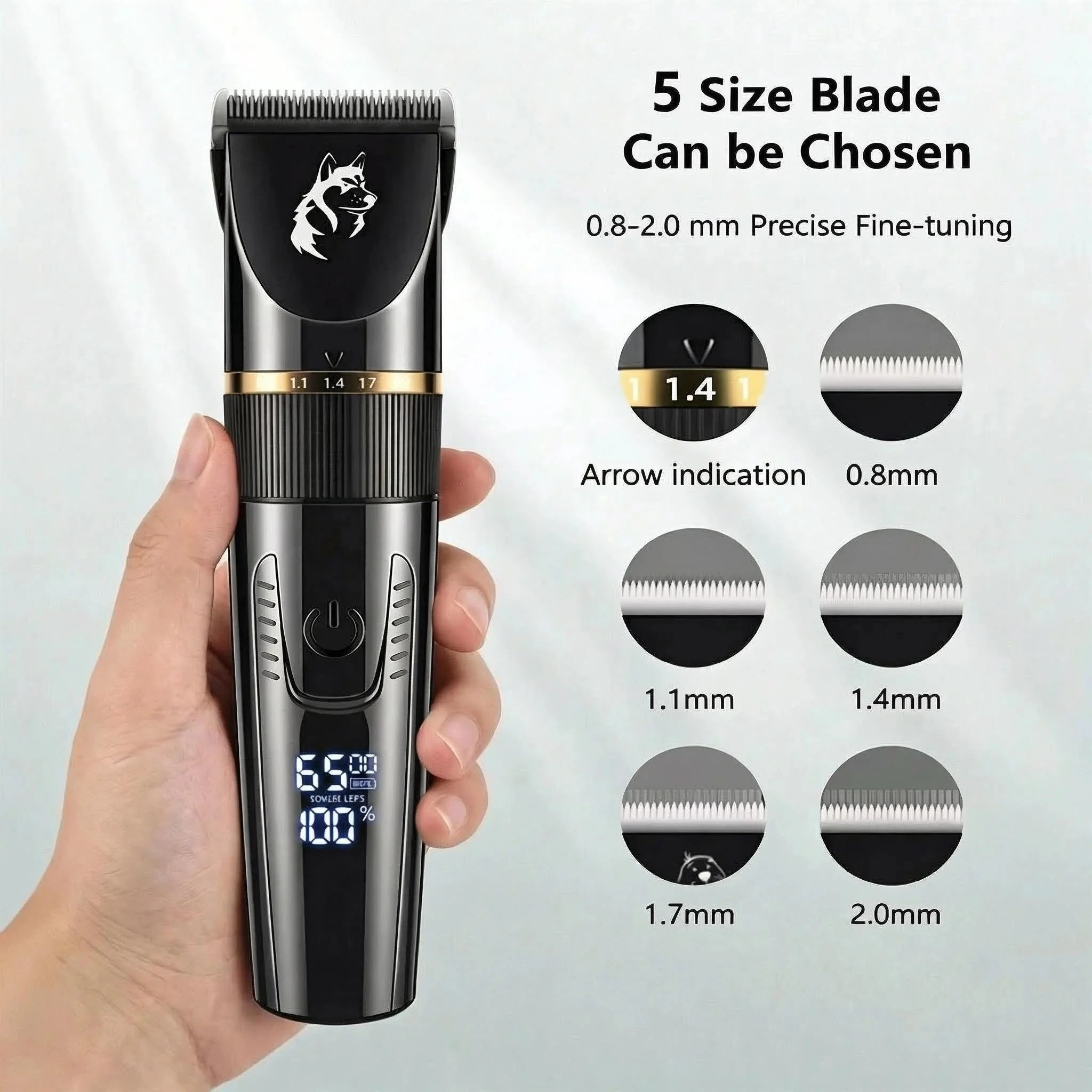 Pet Hair Clipper, Dog Grooming Kit with 4 Guard Combs &5-Speed Fine-Tuning, Professional Dog Shaver Trimmer for Thick-Coated Dogs & Cats