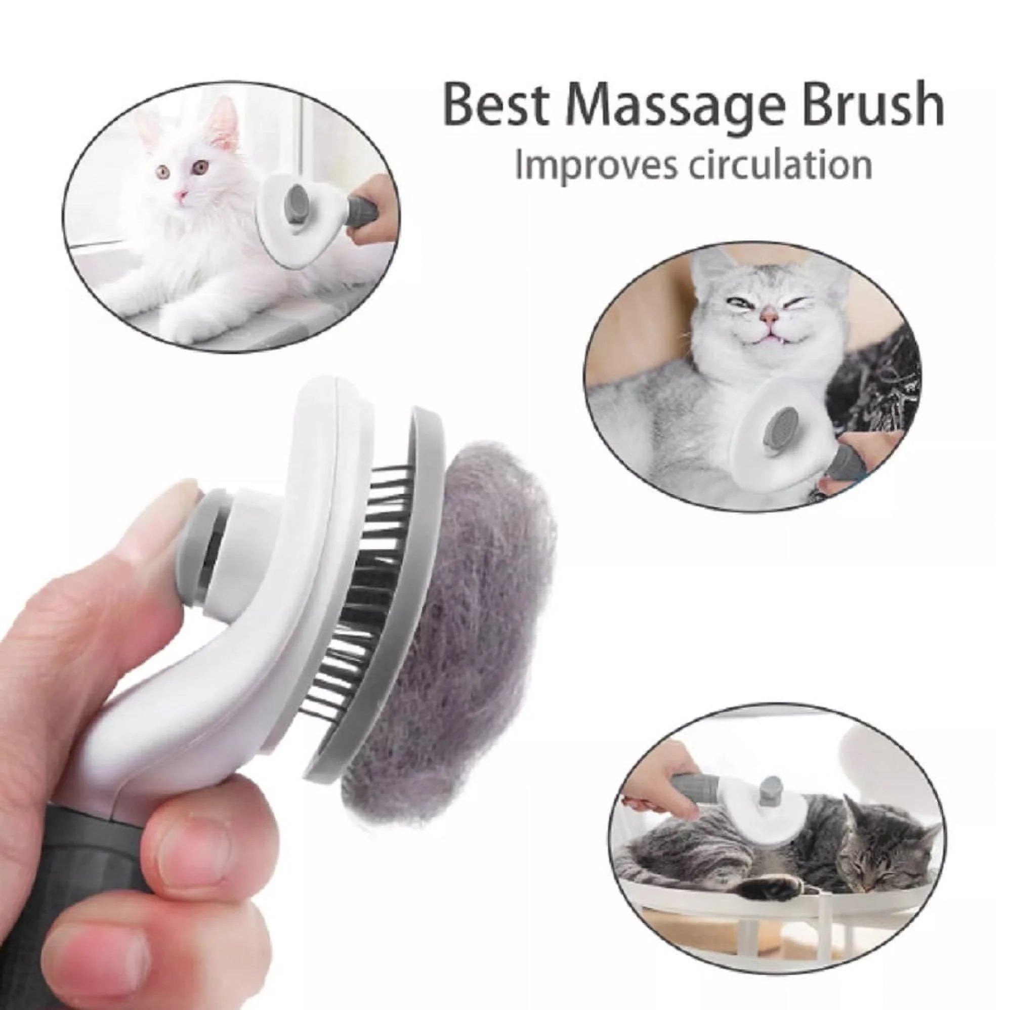 Pet Grooming Brush with Release Button, Dog and Cat Brush for Shedding and Detangling,