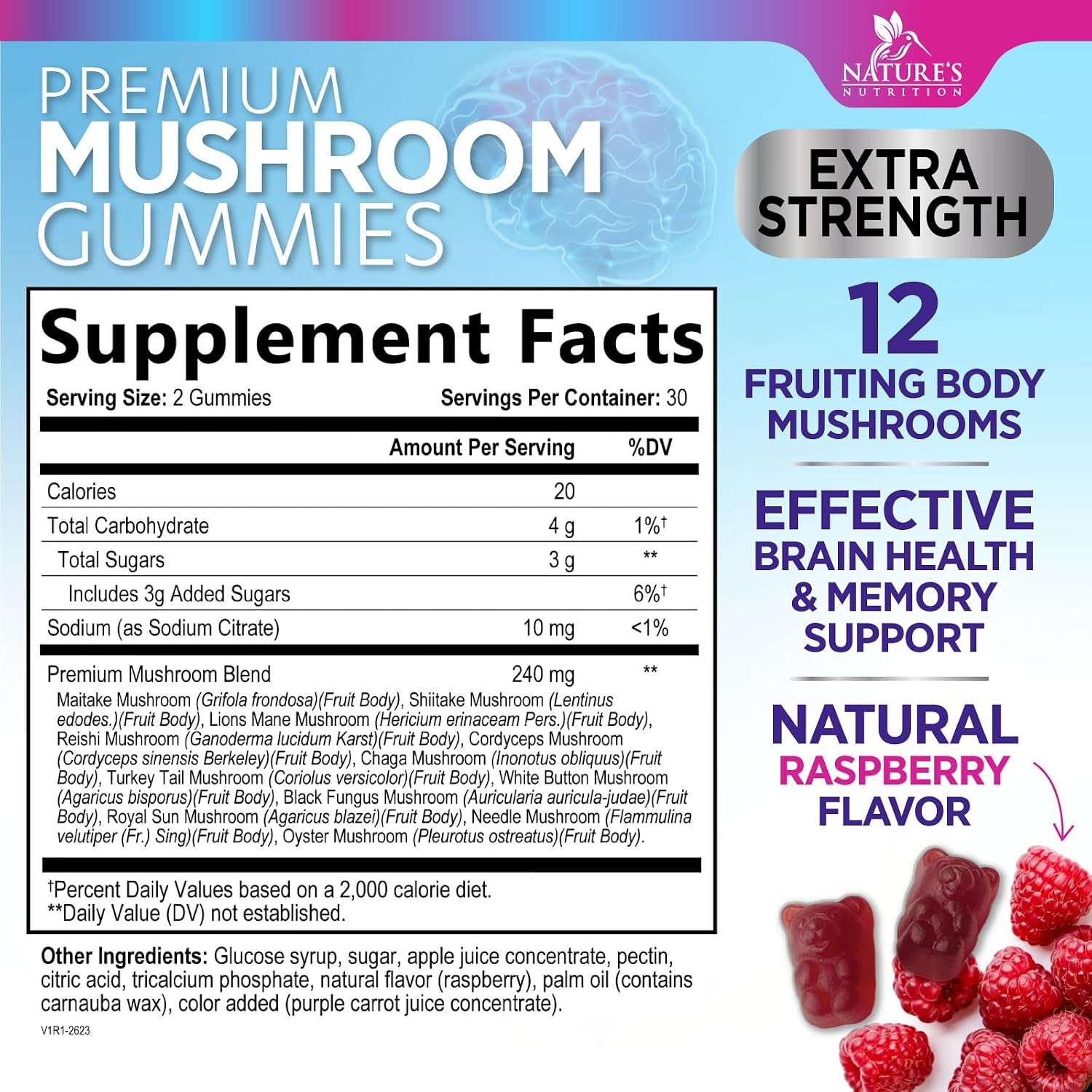 Mushroom Gummies Supplement 12 in 1 - High Grade Blend for Adults with Lions Mane, Reishi, Cordyceps, & Chaga Mushroom Complex Gummy, Memory & Immune Support & Nootropic Brain Supplements - 60 Gummies
