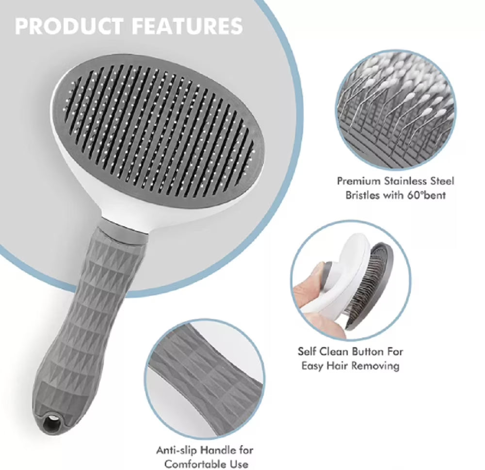 Pet Grooming Brush with Release Button, Dog and Cat Brush for Shedding and Detangling,