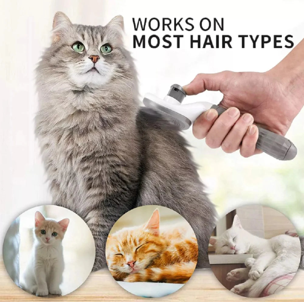 Pet Grooming Brush with Release Button, Dog and Cat Brush for Shedding and Detangling,