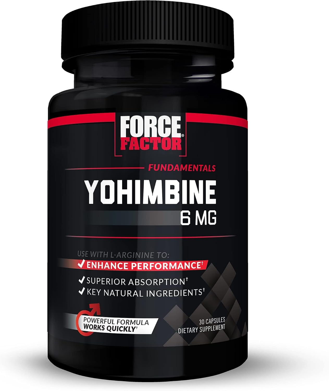 Force Factor Yohimbine Supplement for Men, Yohimbe Bark Extract with Superior Absorption to Enhance Performance, 6Mg Yohimbine Bark Pills with Key Natural Ingredients, Works Fast, 30 Capsules