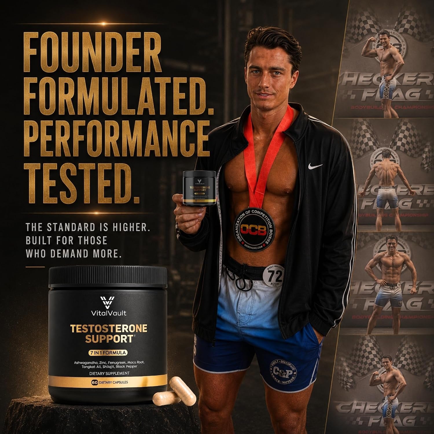 Natural Testosterone Booster for Men, 7-In-1 Male Performance Supplement with Tongkat Ali, Ashwagandha, Shilajit, Fenugreek and Maca, Muscle Builder, Stamina and Energy Support Pills