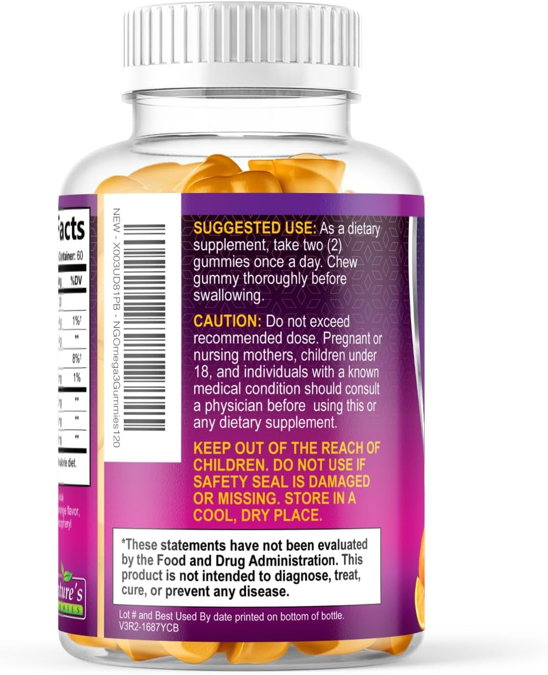 Omega 3 Fish Oil Gummies - Extra Strength Omega-3 Supplement with High Absorption EPA & DHA - Best Essential Fatty Acids for Heart Health, Brain & Joint Support, Non-Gmo Orange Flavor - 120 Gummies
