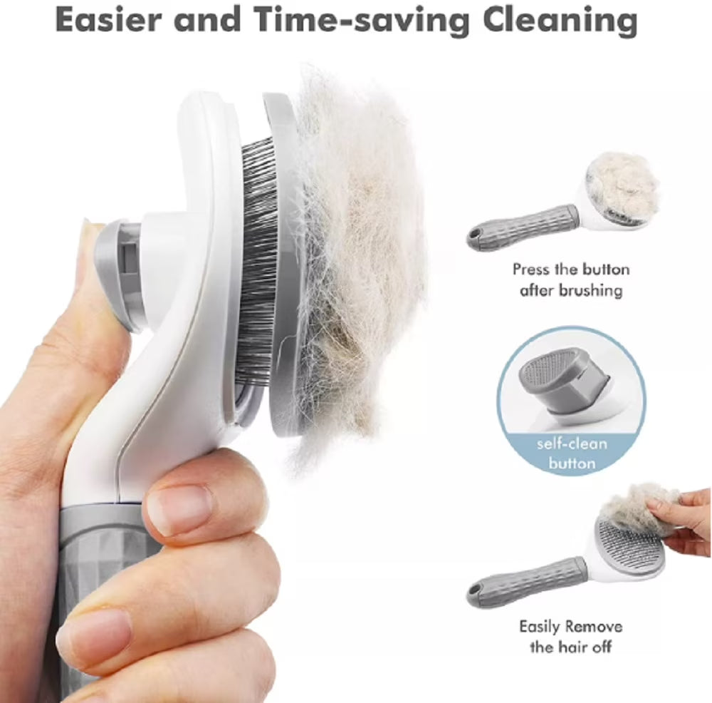 Pet Grooming Brush with Release Button, Dog and Cat Brush for Shedding and Detangling,