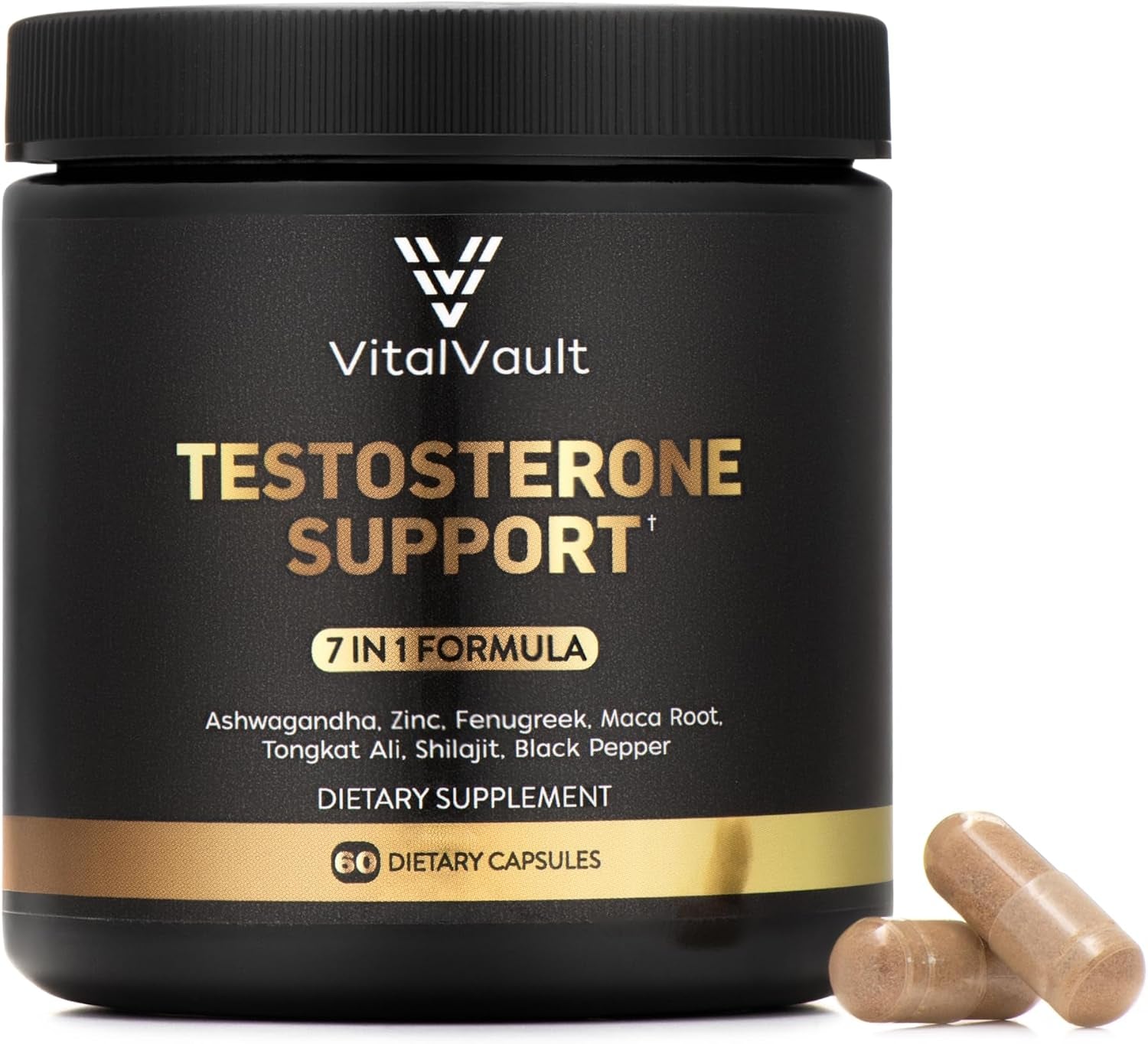 Natural Testosterone Booster for Men, 7-In-1 Male Performance Supplement with Tongkat Ali, Ashwagandha, Shilajit, Fenugreek and Maca, Muscle Builder, Stamina and Energy Support Pills